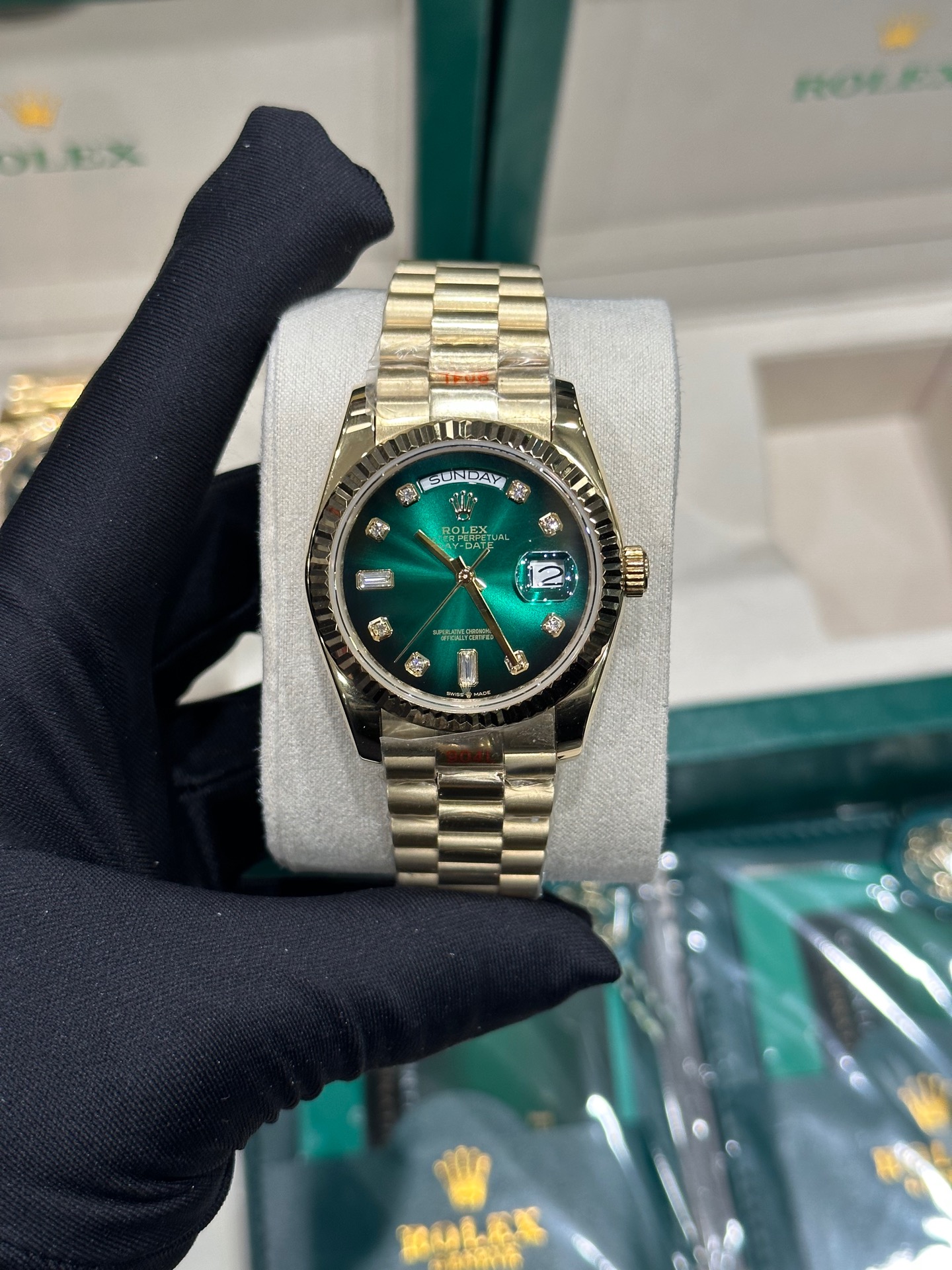 Smoked GreenDouble Date Dial ❤️ Double Head Grain StrapDay-Date Series - 图片 2