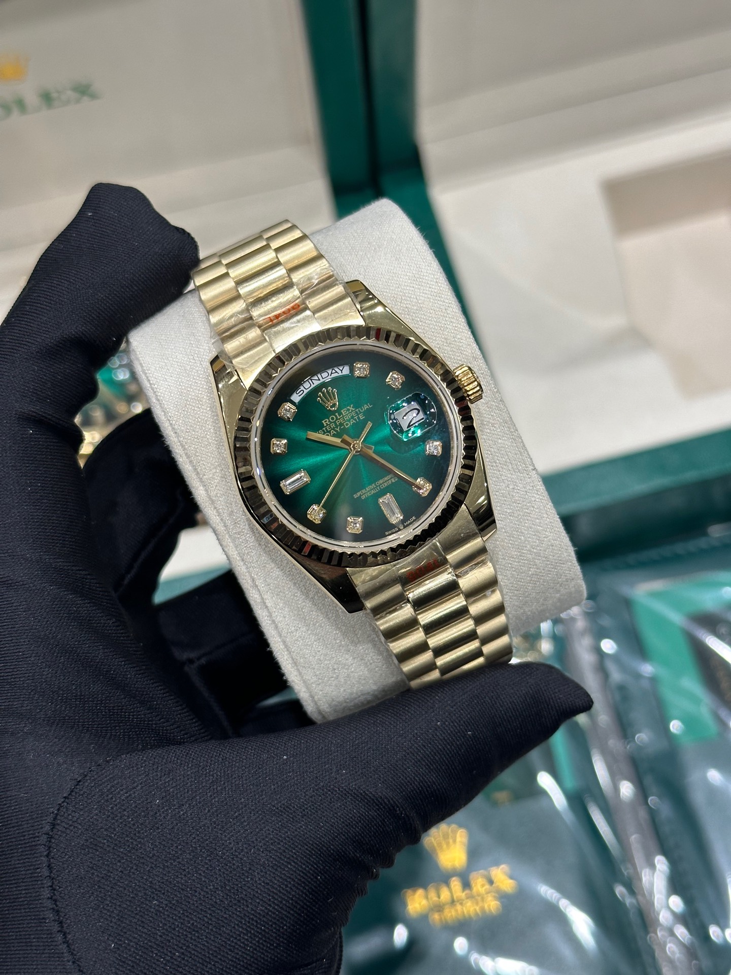 Smoked GreenDouble Date Dial ❤️ Double Head Grain StrapDay-Date Series - 图片 3