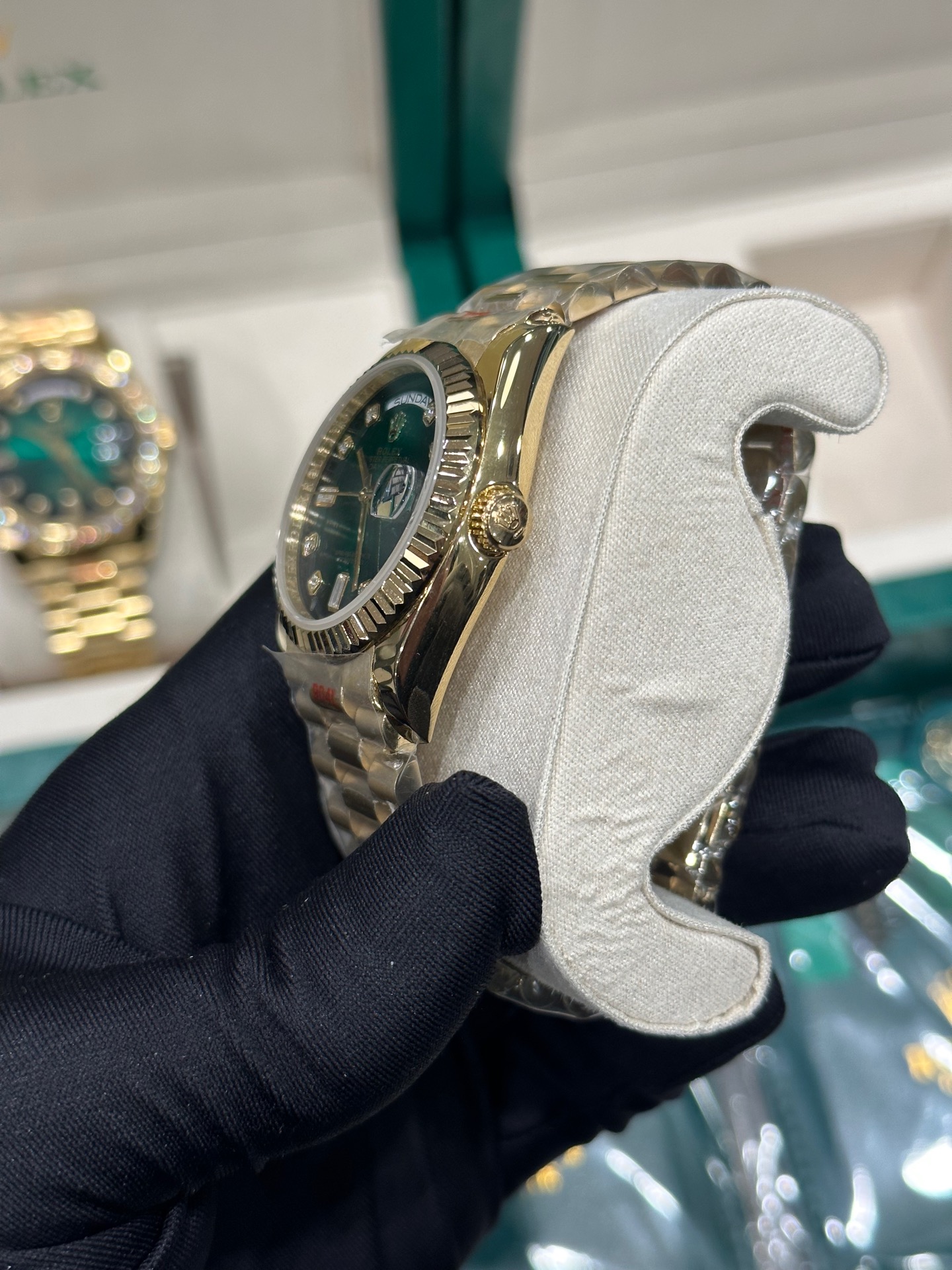 Smoked GreenDouble Date Dial ❤️ Double Head Grain StrapDay-Date Series - 图片 7