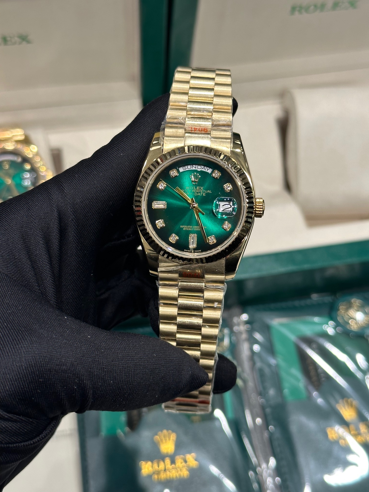 Smoked GreenDouble Date Dial ❤️ Double Head Grain StrapDay-Date Series - 图片 4